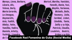 Imagen de la campaña por una ley de género en Cuba, con los nombres de v´citimas de feminicidio en la isla. (Facebook Red Femenina de Cuba)