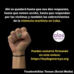 Una de las imágenes de la campaña contra los feminicidios en Cuba y por una Ley Integral contra la Violencia de Género. (Facebook/Alas Tensas)