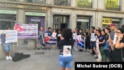 Marcha en Madrid en apoyo a Luis Manuel Otero Alcántara y Maykel Castillo "El Osorbo", el 30 de mayo de 2022. 