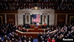 El presidente Donald Trump habla ante el Congreso en su discurso del Estado de la Unión, el 4 de febrero de 2020. 