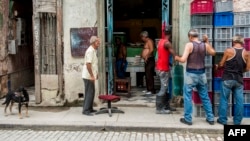 Cubanos hacen cola para comprar huevos en una bodega en La Habana. (Archivo Yamil Lage/AFP)