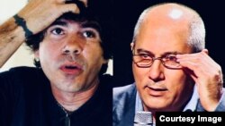 Gorki Águila (i), líder de la banda "Porno para Ricardo", y Alpidio Alonso (d), Ministro de Cultura de Cuba.