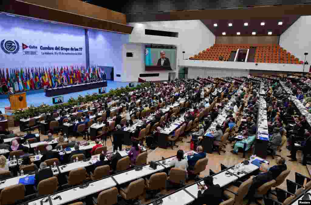 El Secretario General de la ONU, Antonio Guterres, habla en la ceremonia de apertura de la cumbre del G77+China en La Habana, Cuba, el 15 de septiembre de 2023. REUTERS/Alexandre Meneghini