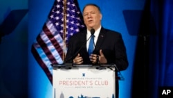 El secretario de Estado de EEUU, Mike Pompeo, en Heritage Foundation, en Washington.