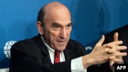 El representante especial de Estados Unidos para Venezuela, Elliot Abrams, durante una conferencia de prensa. 