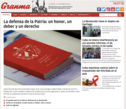 El editorial de Granma fue desplegado en la portada.