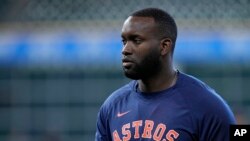 Yordan Álvarez, fotografiado el 4 de julio de 2023 en Houston. (AP Photo/Kevin M. Cox)