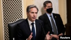 Antony J. Blinken, durante su audiencia de confirmación para ser Secretario de Estado ante el Comité de Relaciones Exteriores del Senado. (Graeme Jennings / Pool vía REUTERS).