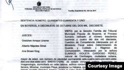 Sentencia del tribunal habanero sobre custodia a pareja homosexual.