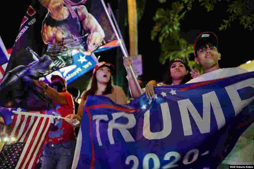 Cubanos se manifiestan dando la victoria a la reelecci&#243;n de Donald Trump.