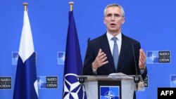 Secretario General de la OTAN Jens Stoltenberg durante una rueda de Prensa en Bruselas, Bélgica. (AFP/John Thys).